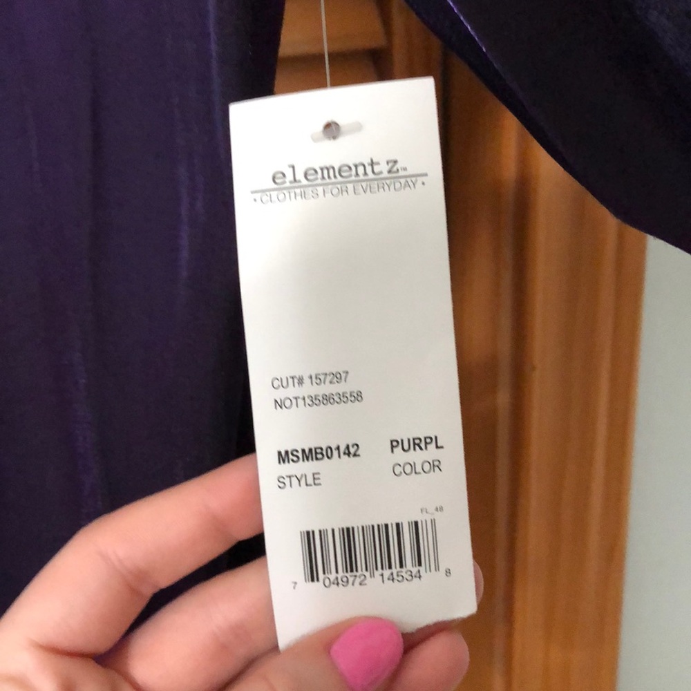 Dark Purple Dress Blouse with Diamond Buttons - Picture 3 of 4